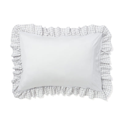 Fuwaro Cooling Pillow Cover Frill Check 700 X 500 White X Grey
