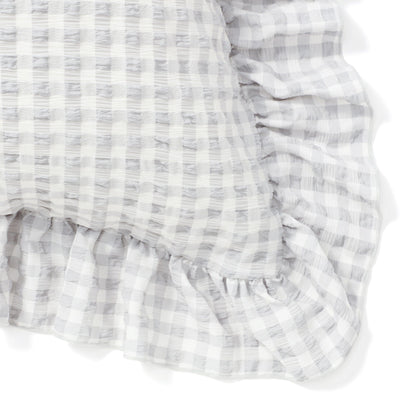 Fuwaro Cooling Pillow Cover Frill Check 700 X 500 White X Grey