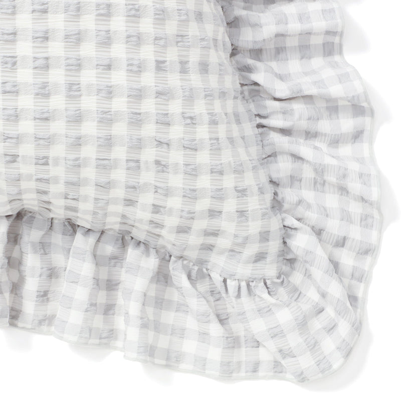 Fuwaro Cooling Pillow Cover Frill Check 700 X 500 White X Grey