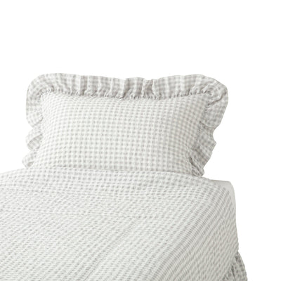 Fuwaro Cooling Pillow Cover Frill Check 700 X 500 White X Grey