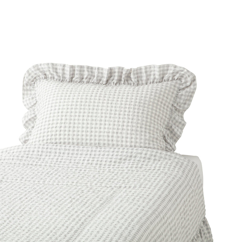 Fuwaro Cooling Pillow Cover Frill Check 700 X 500 White X Grey