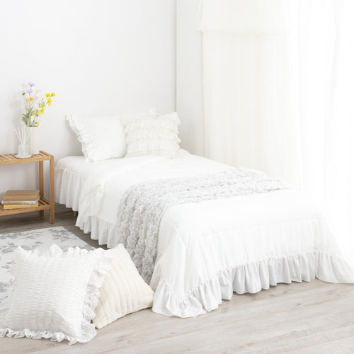 Fuwaro Cooling Pillow Cover  Frill White