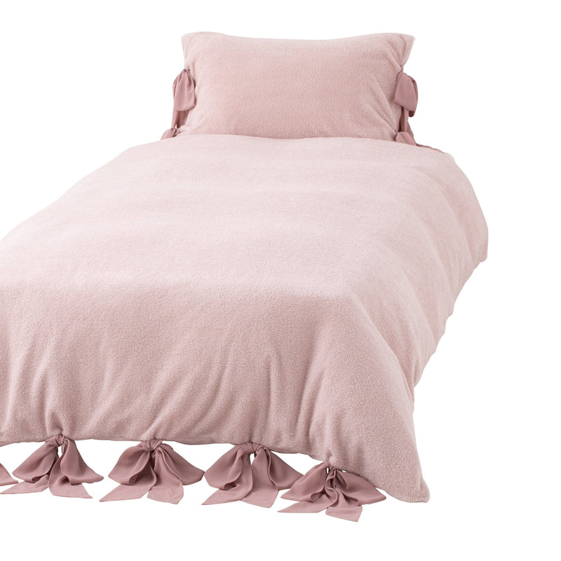 WARMY White Ribbon Comforter Case Single Pink