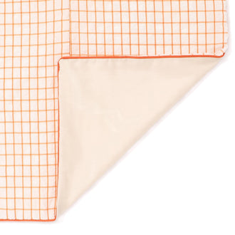 Sheer Check Comforter Single White X Orange