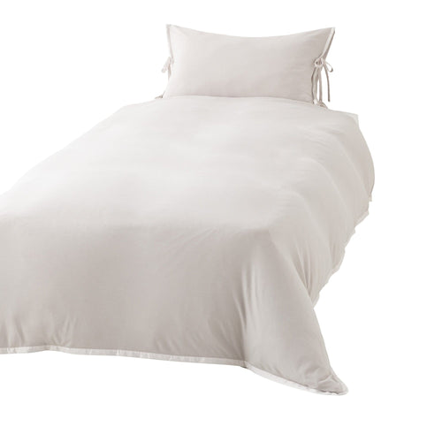 Cica Satin Ribbon Duvet Cover Single Gray x Beige