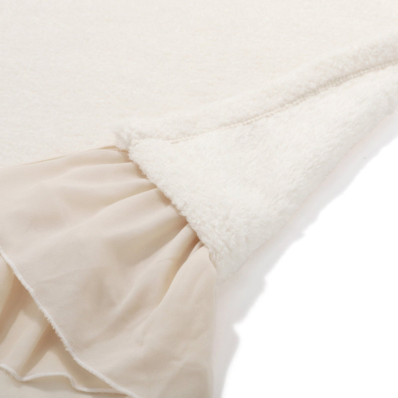 Fuwamoko frill throw (lap blanket) 1700 x 1300 Ivory