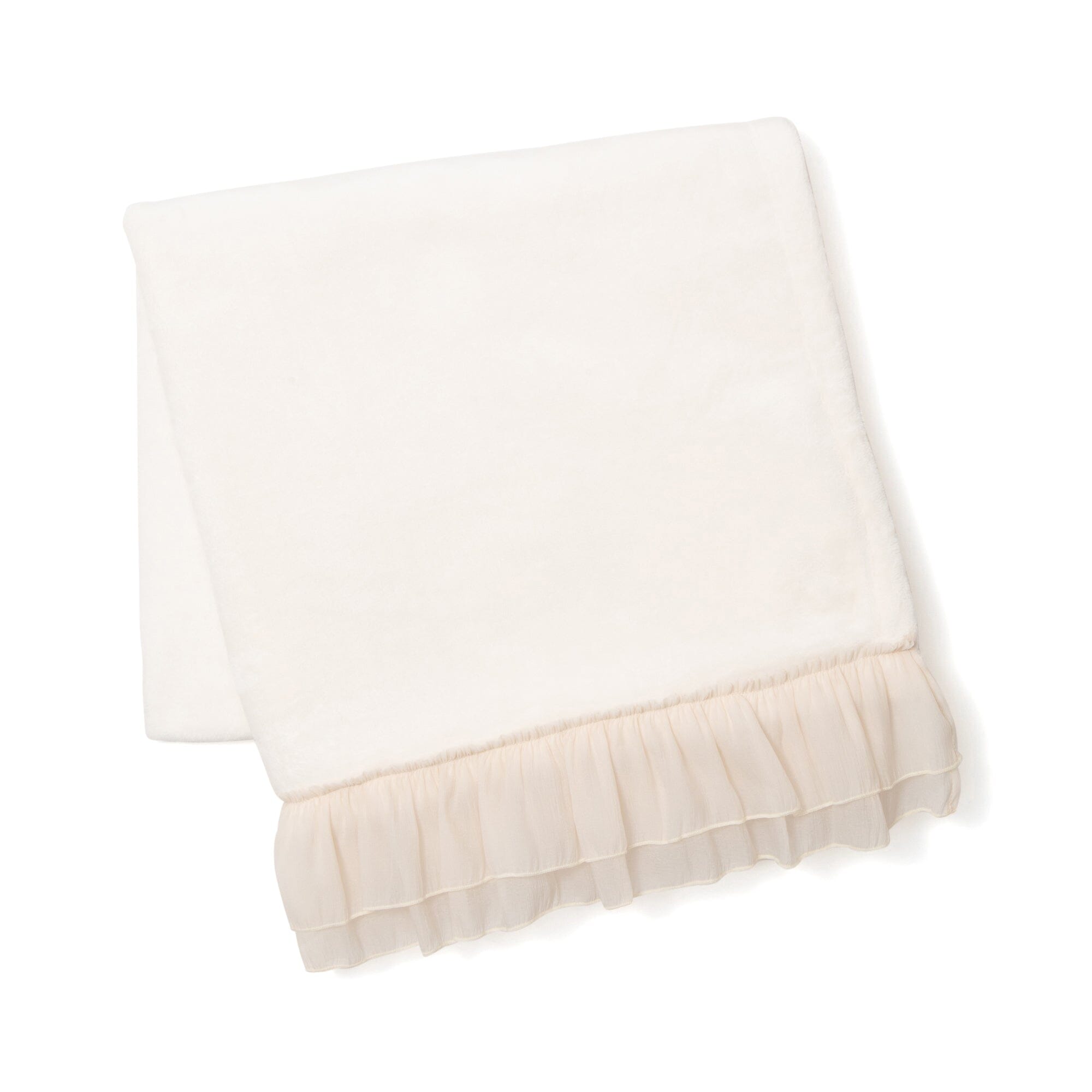 Smooth Frilled Throw (Lap Blanket) 1500 X 800 Ivory