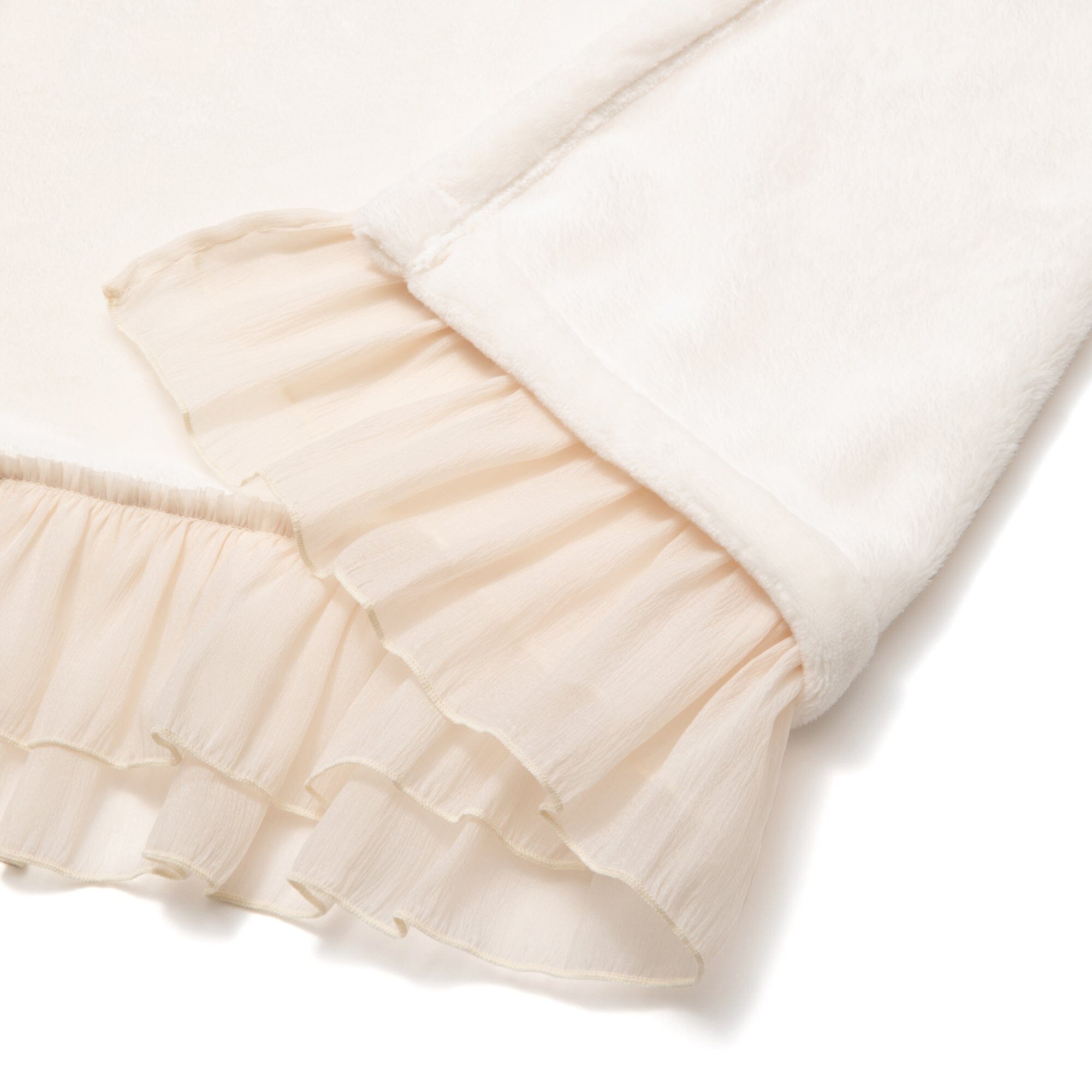 Smooth Frilled Throw (Lap Blanket) 1500 X 800 Ivory