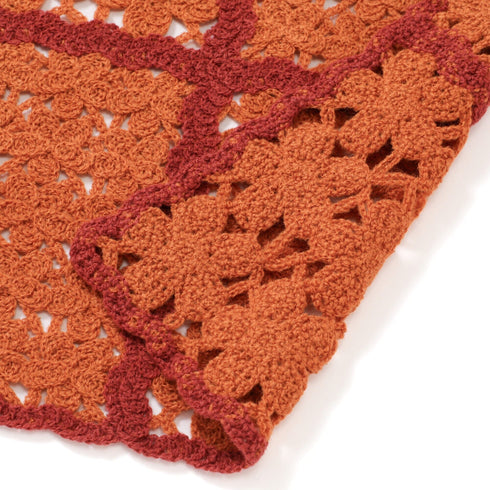 Autumn Flower Crochet Throw (Lap Blanket) 1000x1500mm Orange