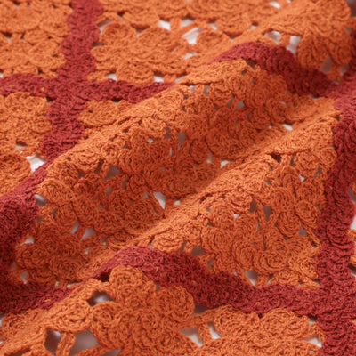 Autumn Flower Crochet Throw (Lap Blanket) 1000x1500mm Orange