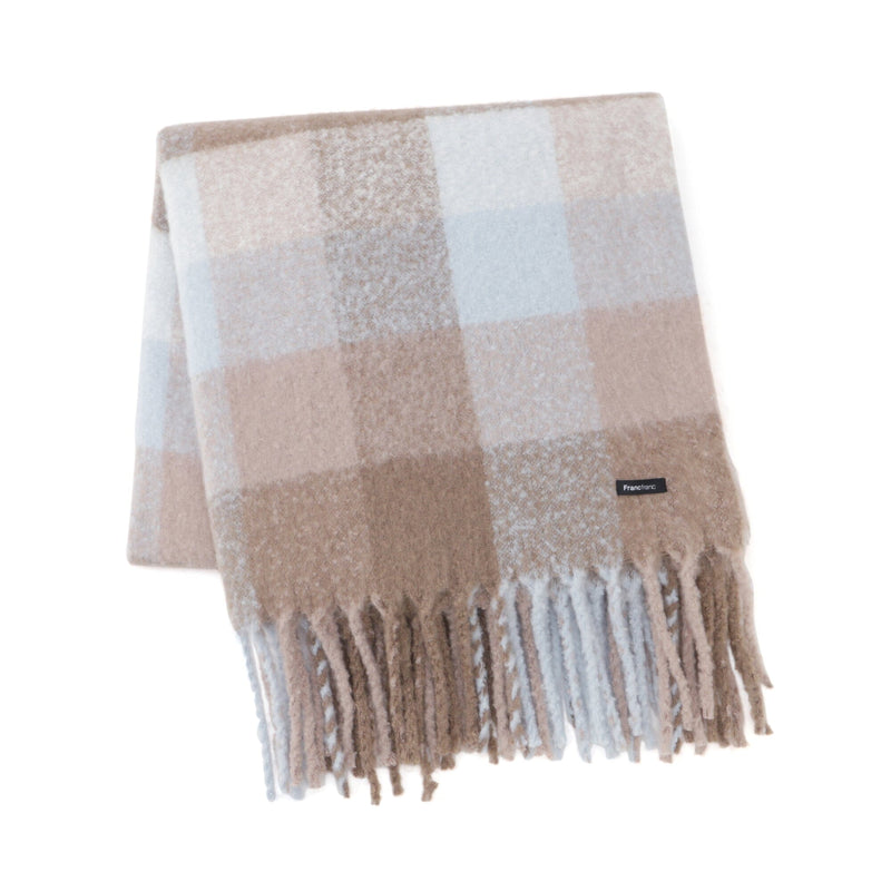 Mohair Style Check Throw  1700 X 1300 Blue