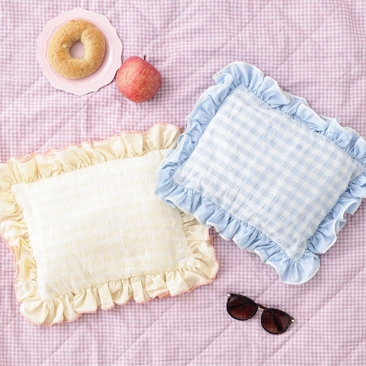 Frill Check Portable Throw 100X140 Yellow
