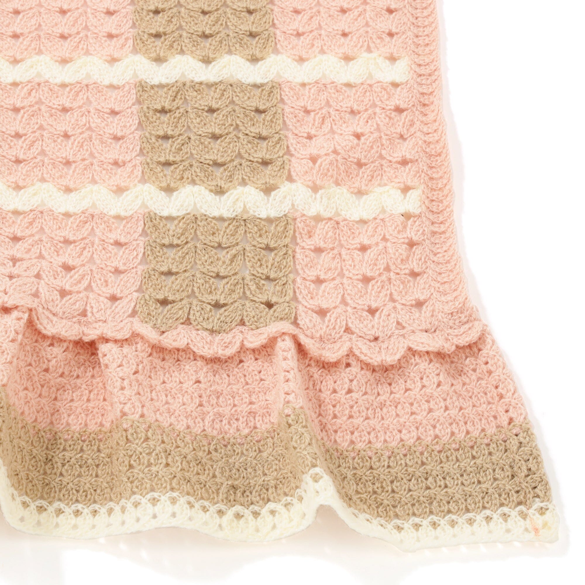 Frill Crochet Throw 1300 X 1000  Pink X Beige