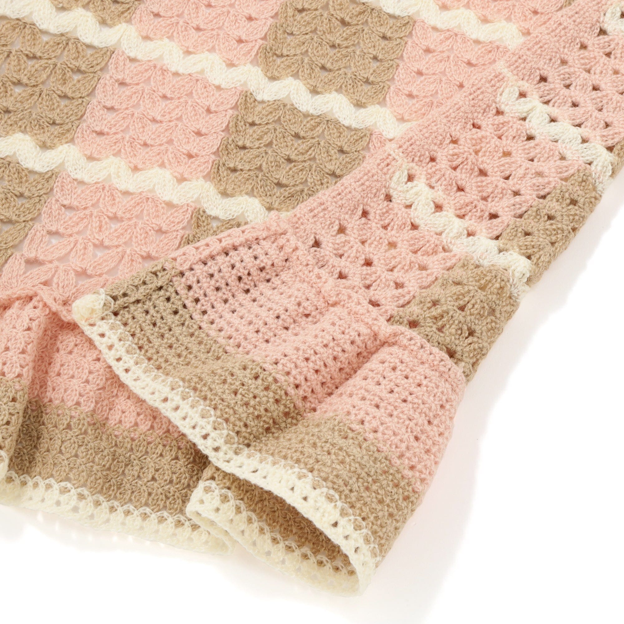 Frill Crochet Throw 1300 X 1000  Pink X Beige