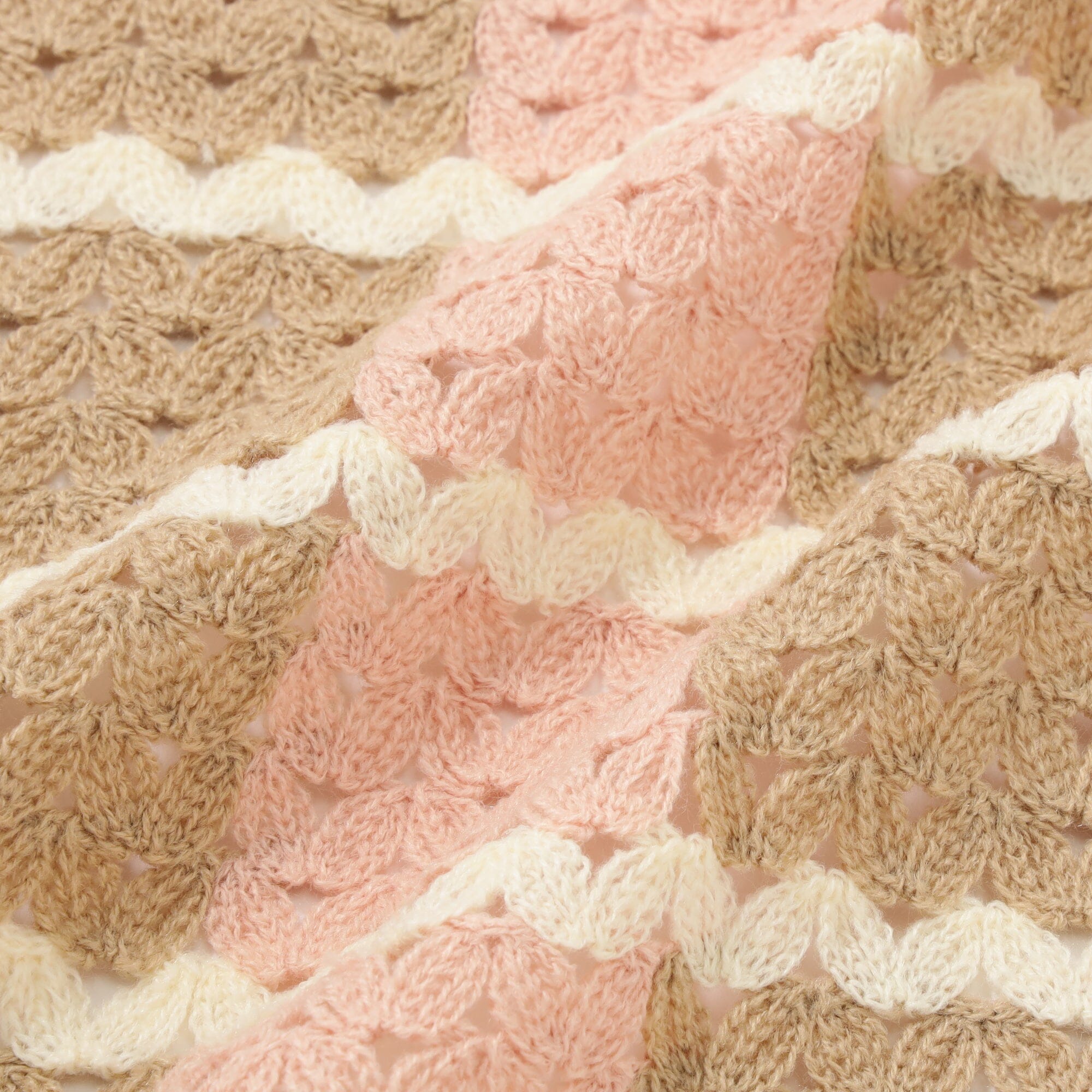 Frill Crochet Throw 1300 X 1000  Pink X Beige