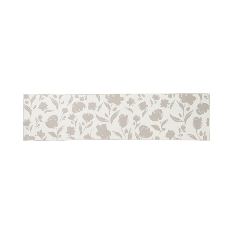 Print Kitchen Mat Flower Medium Beige