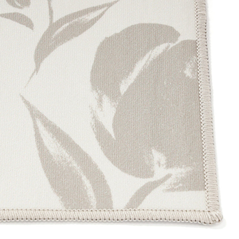 Print Kitchen Mat Flower Medium Beige