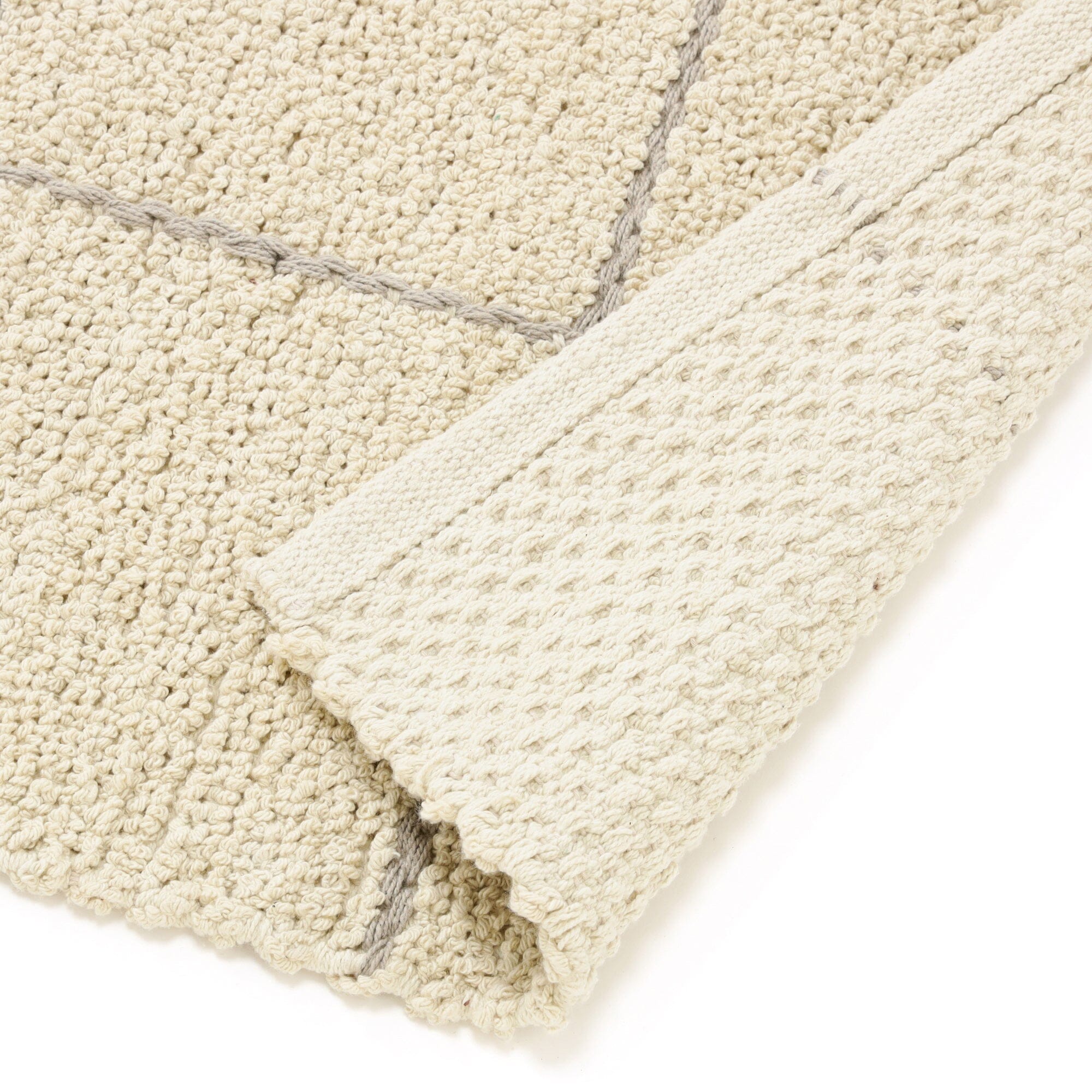 Boucle Windowpane Cotton Rug Medium 2000 X 1400 Mm Ivory X Gray