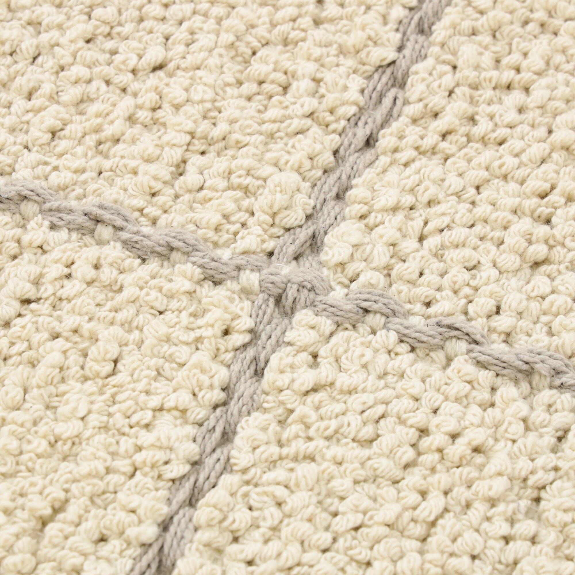 Boucle Windowpane Cotton Rug Medium 2000 X 1400 Mm Ivory X Gray