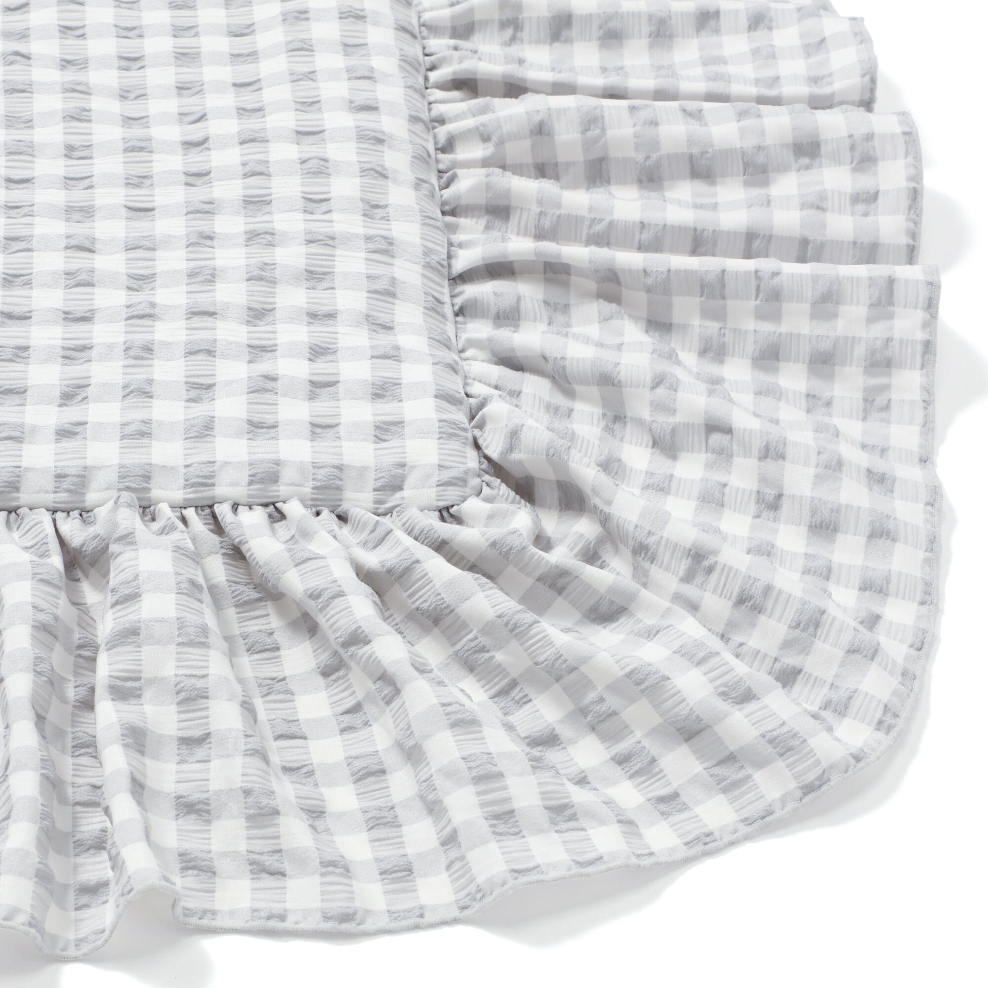 Fuwaro Cooling Quilt Frill Check Single White X Grey