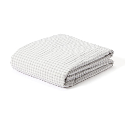 Fuwaro Cooling Quilt Frill Check Double White X Grey