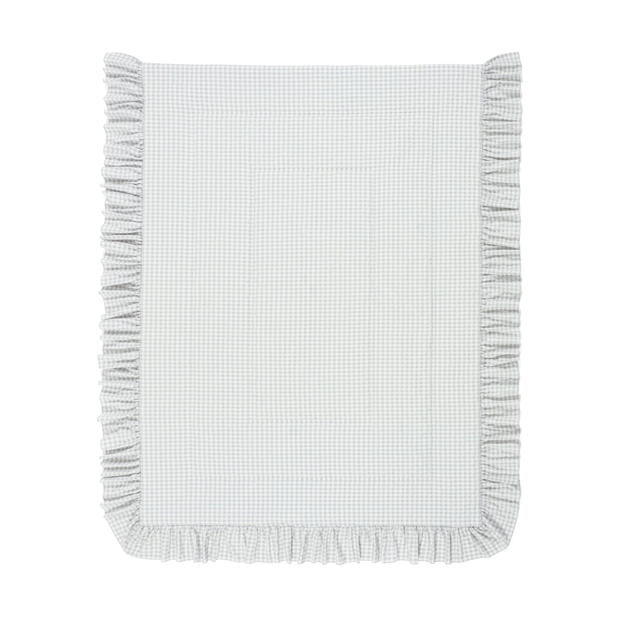 Fuwaro Cooling Quilt Frill Check Double White X Grey
