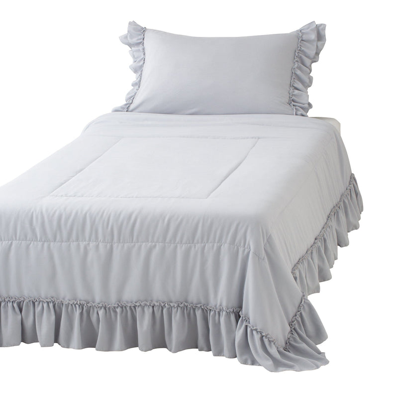 Fuwaro Cooling Quilt Frill Single Grey