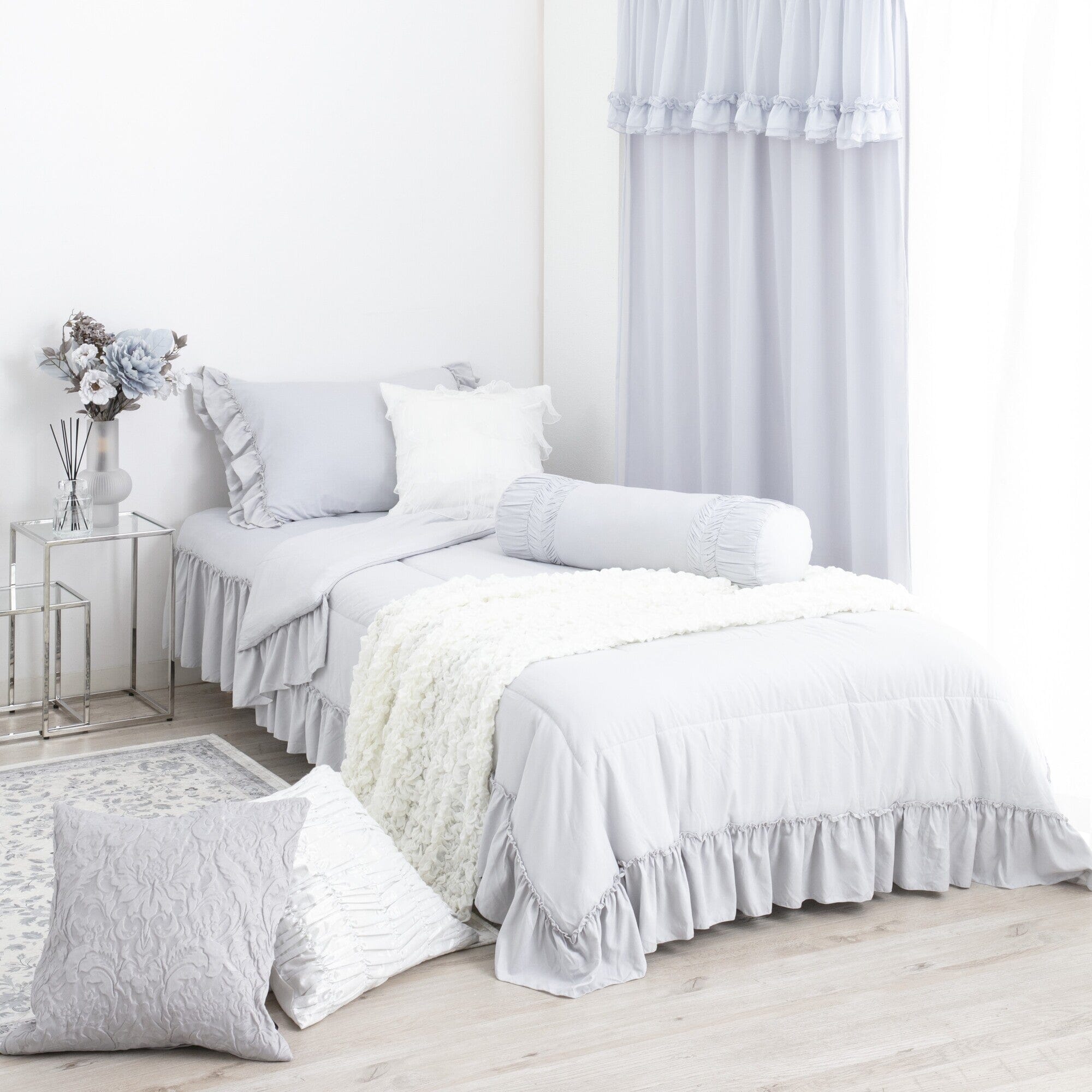 Fuwaro Cooling Quilt Frill Single Grey