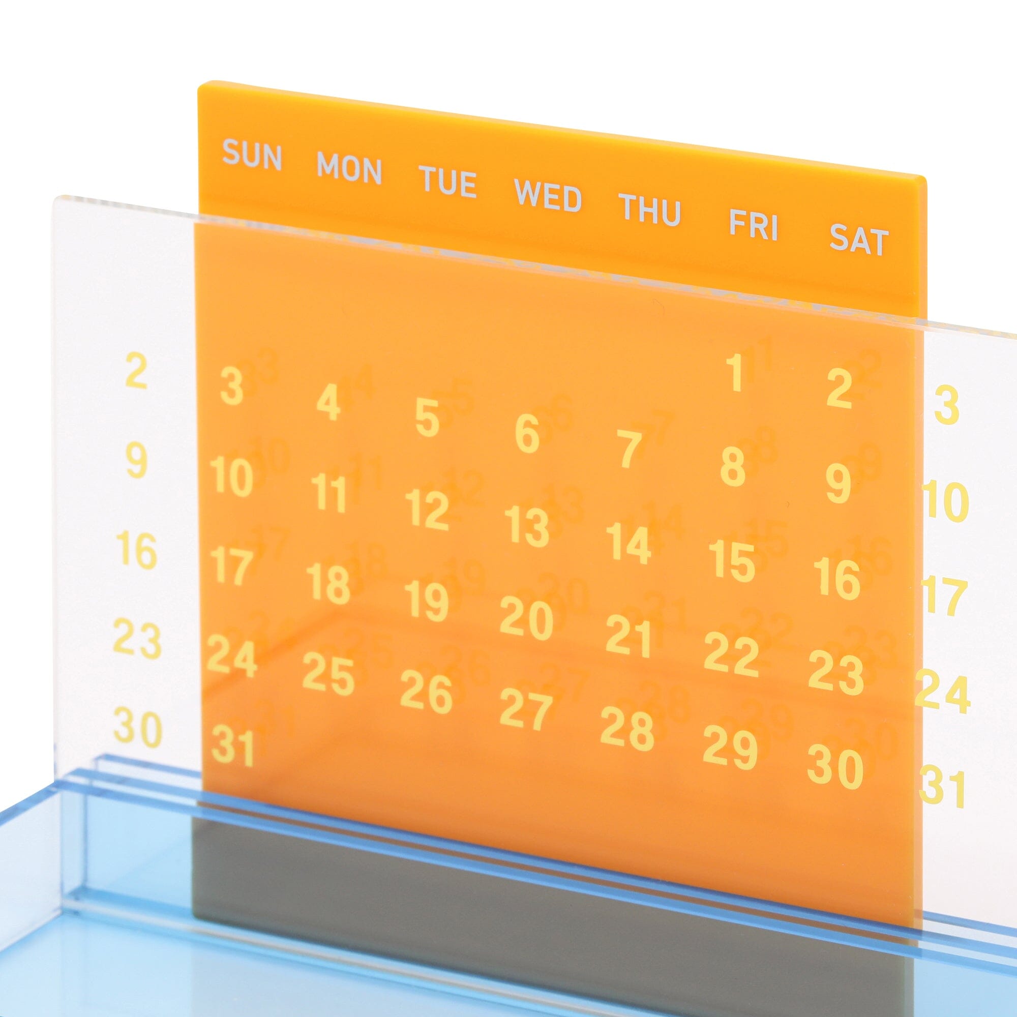 Acrylic Pen Tray Calendar Yellow X Light Blue