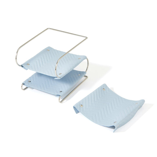 Quilting 3-Tier Tray Blue