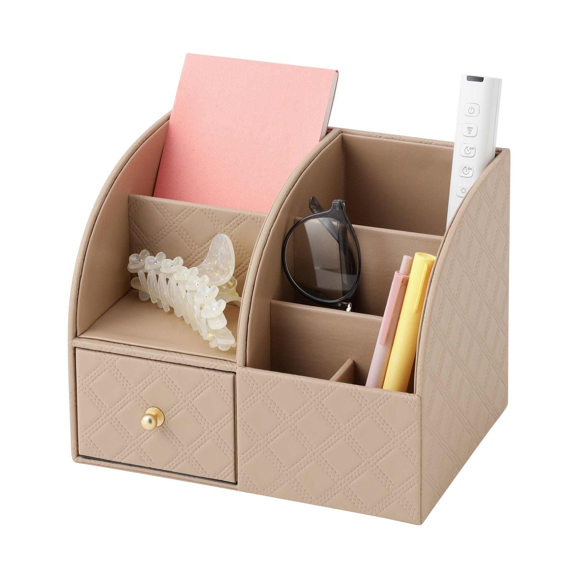 Check Stitch Desk Organizer Large Beige