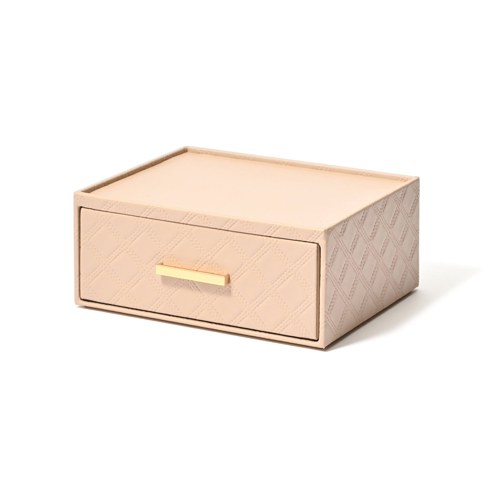 Check Stitch Stationery Box Medium Beige