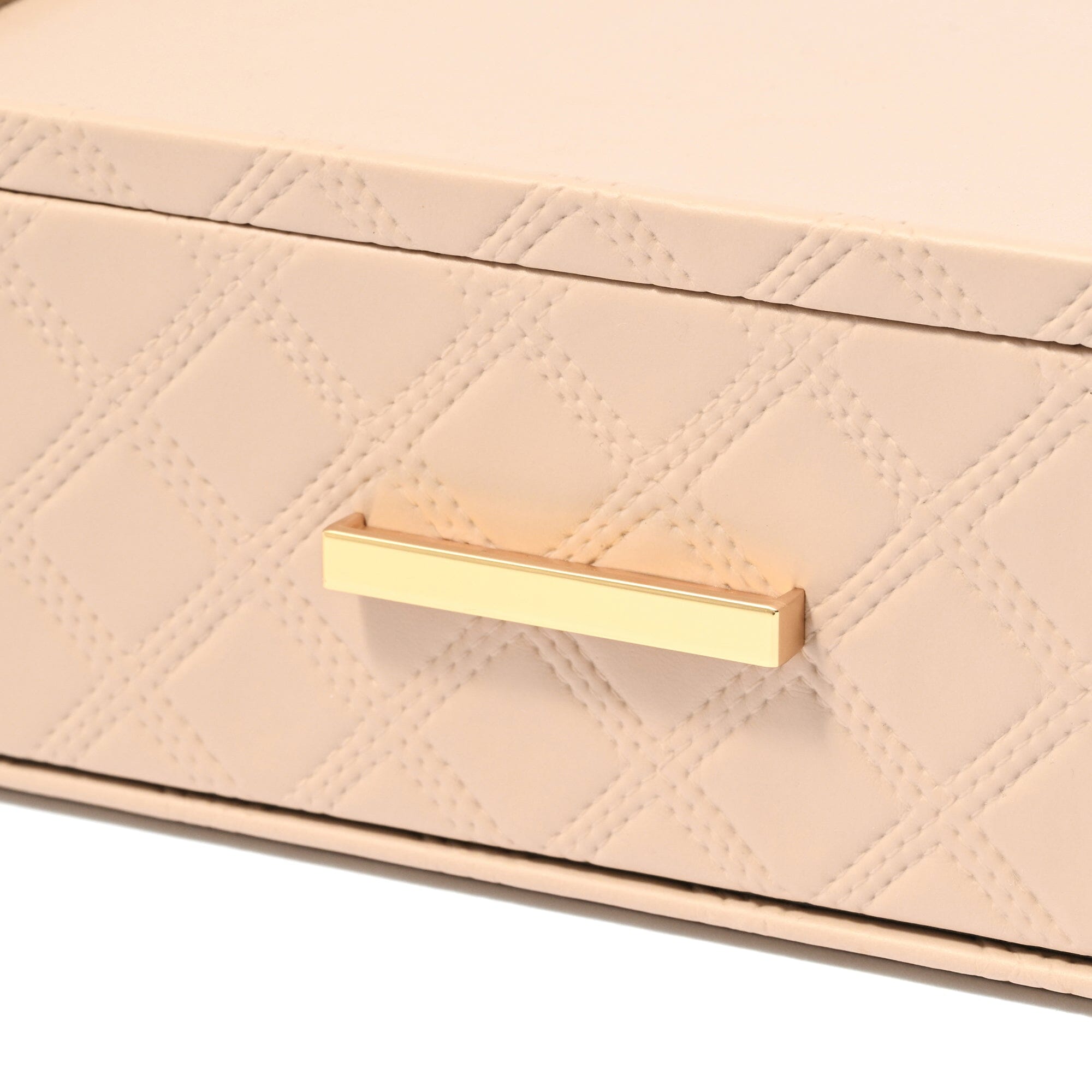 Check Stitch Stationery Box Medium Beige