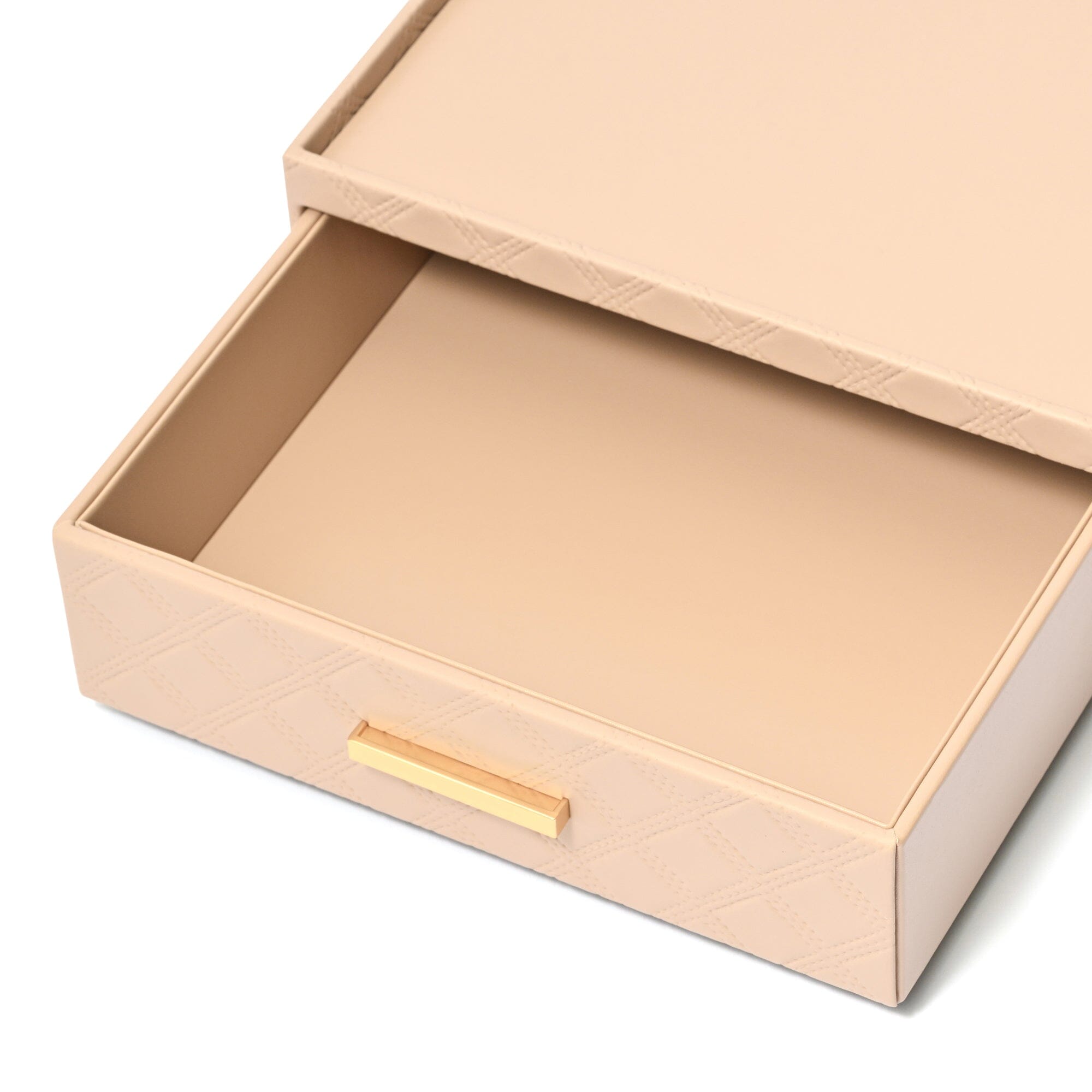 Check Stitch Stationery Box Large Beige