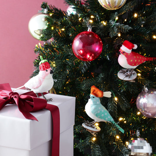 Music Bird Christmas Santa Red