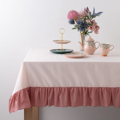 Bicolor Frill Table Cloth 1300 X 1800 Pink
