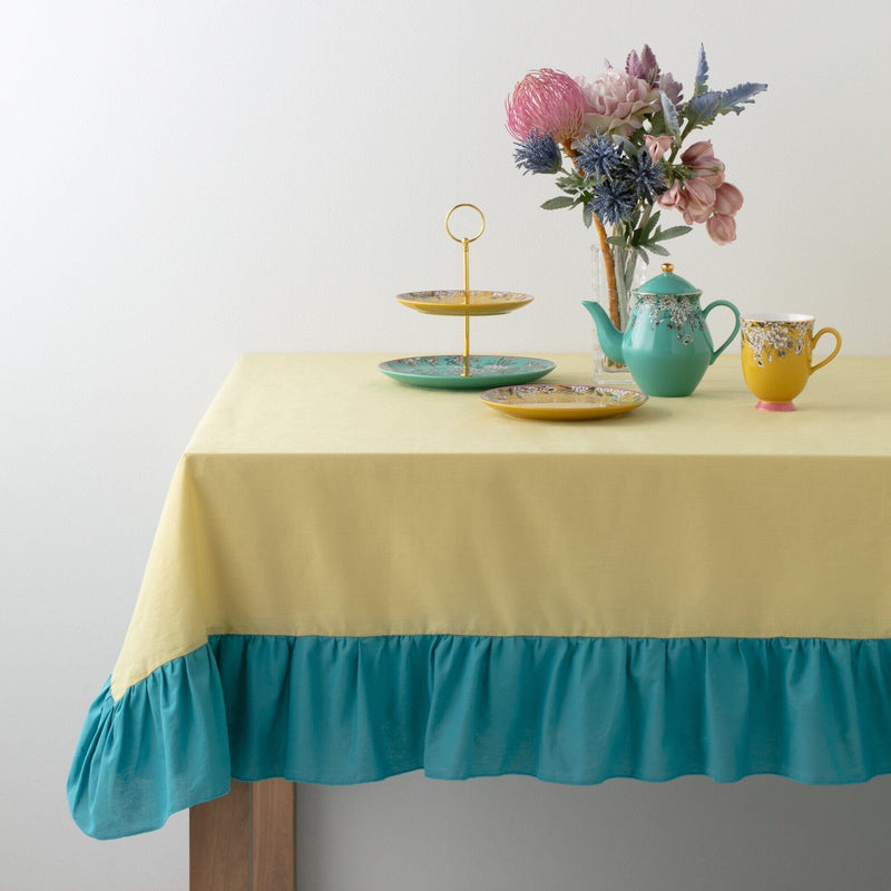 Bicolor Frill Table Cloth 1300 X 1800 Yellow X Blue