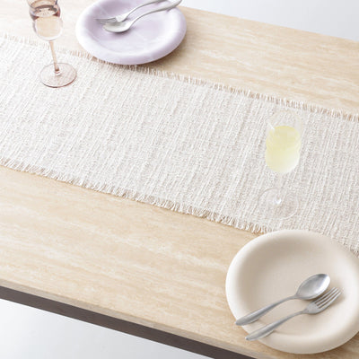 Fringe Table Runner Ivory