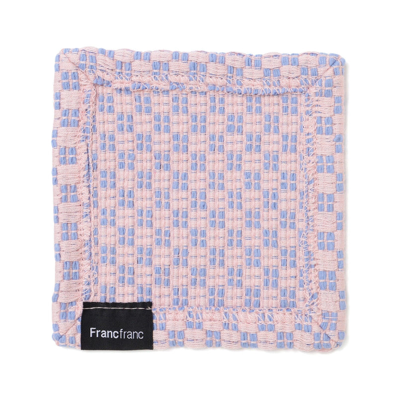 Weave Coaster Checkered Pink X Blue