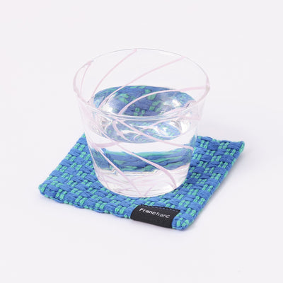Weave Coaster Checkered Blue X Green