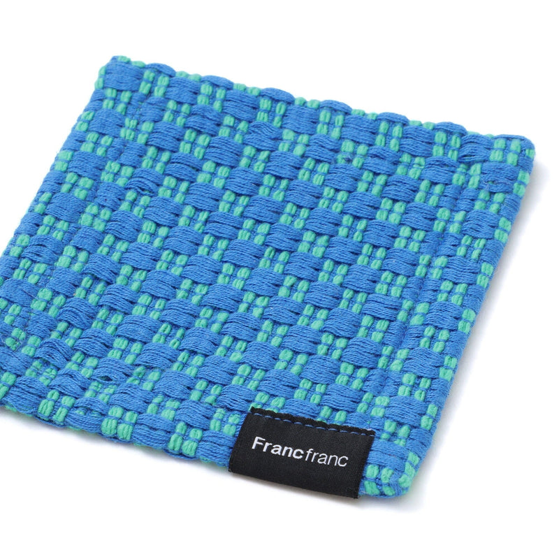Weave Coaster Checkered Blue X Green