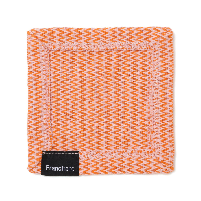 Weave Coaster Chevron Orange X Pink