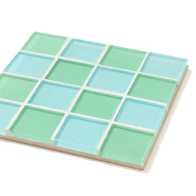 Tile Coaster Blue X Green