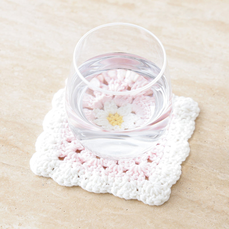 Crochet Flower Coaster Pink