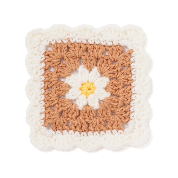 Crochet Flower Coaster Brown