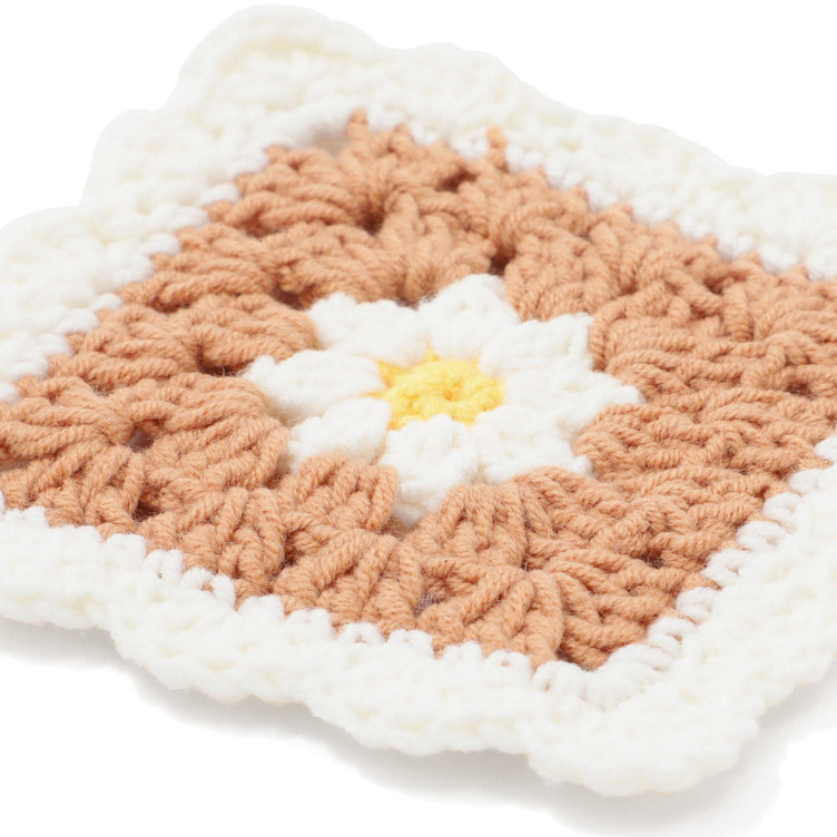 Crochet Flower Coaster Brown