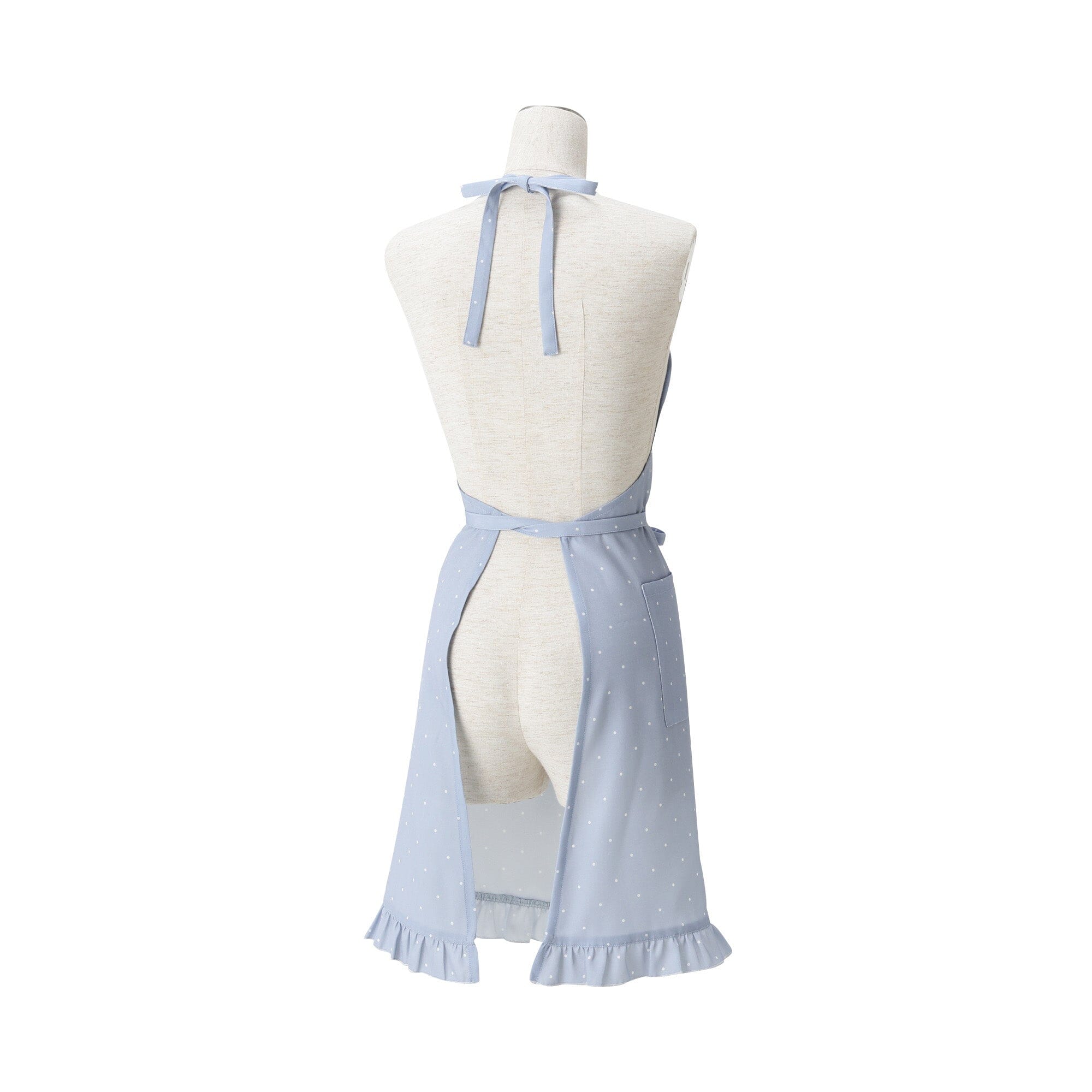 Polka Dot Frill Full Apron Blue