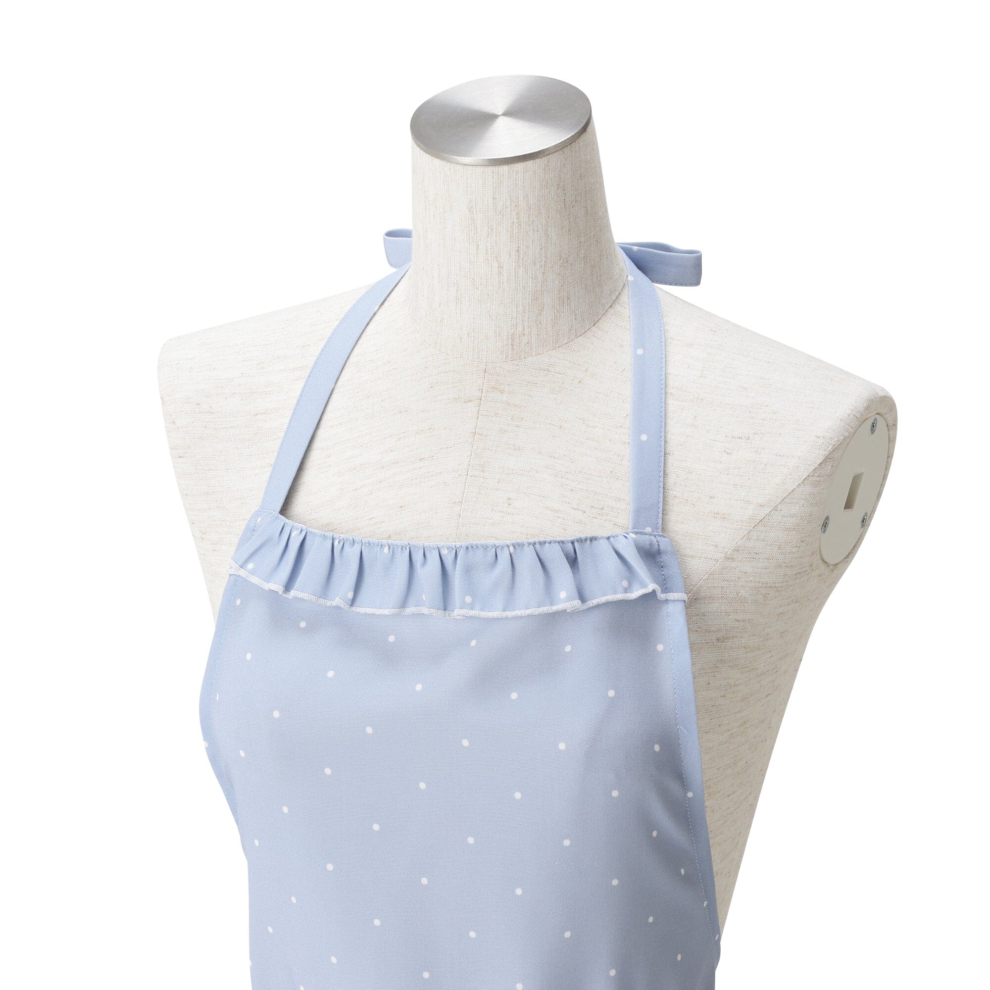 Polka Dot Frill Full Apron Blue