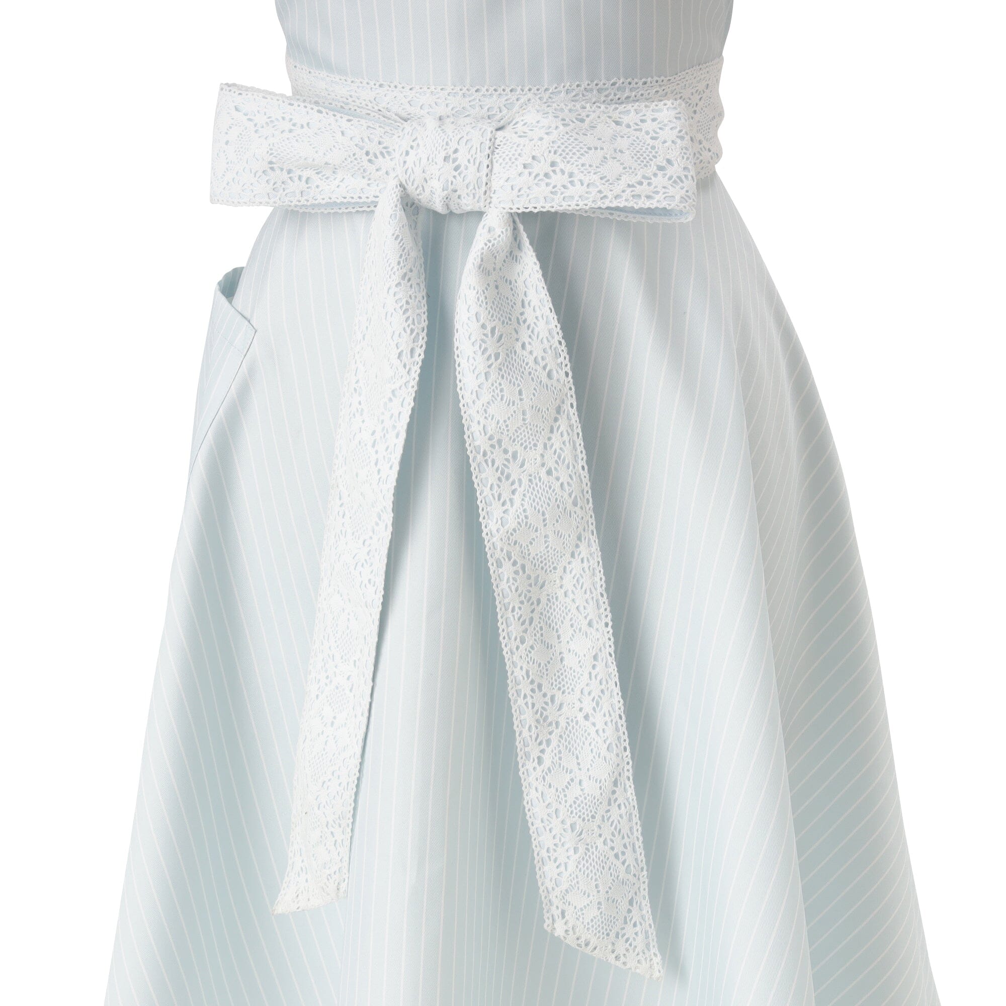 Lace Ribbon Full Apron Blue