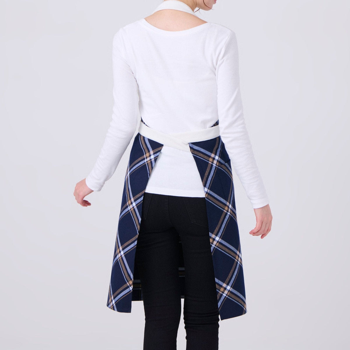 Plaid Full Apron Navy